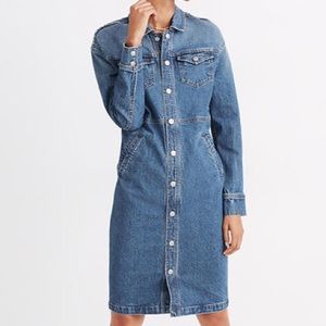 Madewell Blue Denim Long Sleeve Dress
